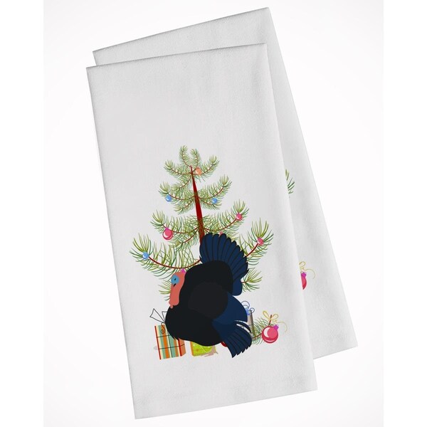 Carolines Treasures Norfolk Black Turkey Christmas White Kitchen Towel, 2PK - BB9352WTKT
