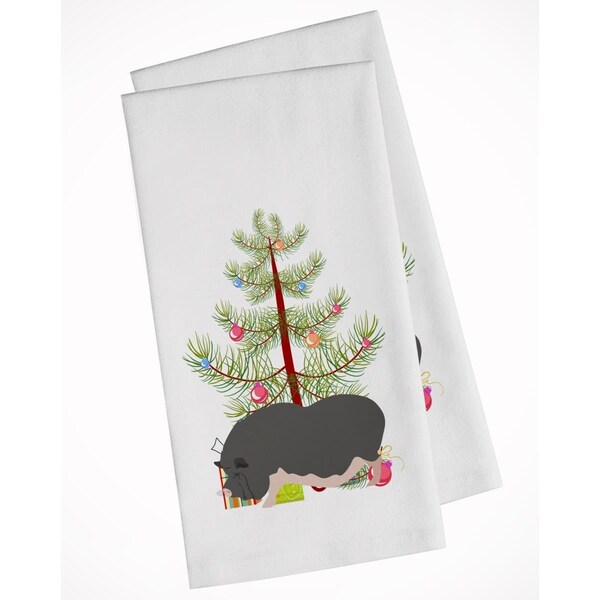 Carolines Treasures Vietnamese Pot-Bellied Pig Christmas White Kitchen Towel, 2PK - BB9308WTKT