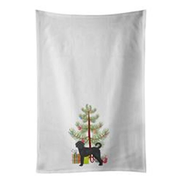 Carolines Treasures 28 x 19 in. Black Labradoodle Christmas Tree White Dish Towels Kitchen Towel, 2PK - CK3847WTKT