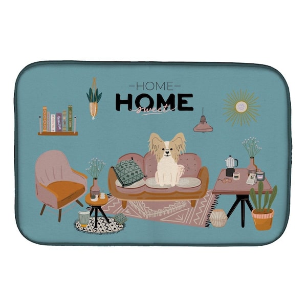 Carolines Treasures 14 x 21 in. Sable White Papillon Sweet Home Dish Drying Mat - CK7922DDM