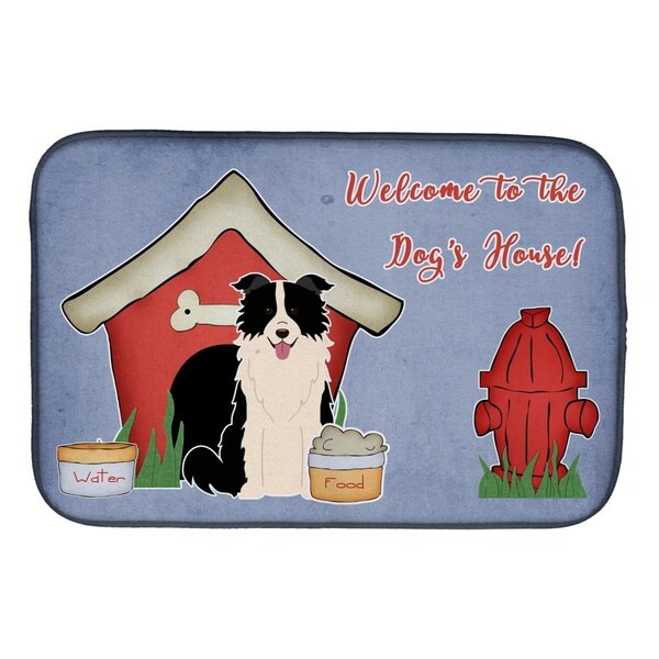 Carolines Treasures Dog House Collection Border Collie Black & White Dish Drying Mat - BB2872DDM