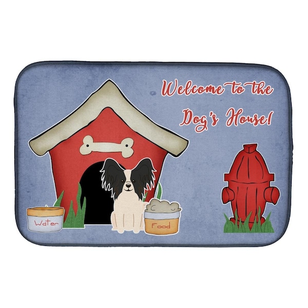 Carolines Treasures Dog House Collection Papillon Black & White Dish Drying Mat - BB2830DDM