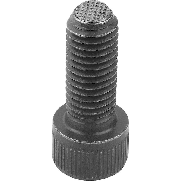 Kipp Ball-End Thrust Screw W Head, Flat Serrated Ball, M16, L=80, Carbon Steel, Comp:Ball-Bearing Steel - K0380.31680