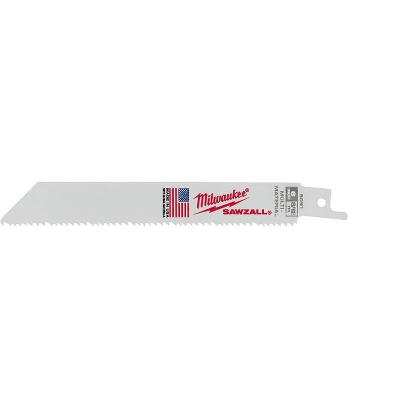 Milwaukee 6 pulgadas 8/12 TPI Cuchillas para sierra recíproca de corte de materiales múltiples SAWZALL (paquete de 5) - 48-00-5091
