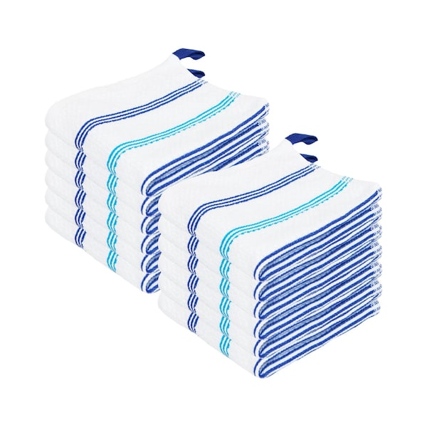 Monarch Brands Premier Dishcloths Striped , Blue, Navy, 144PK - SC-DC-STBNV-CS