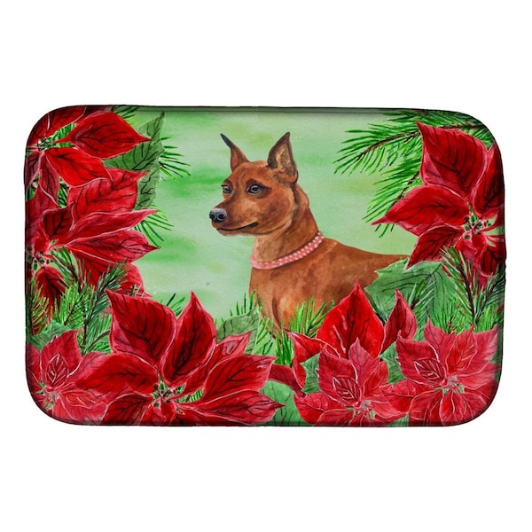 Carolines Treasures Miniature Pinscher Poinsettas Dish Drying Mat - CK1304DDM