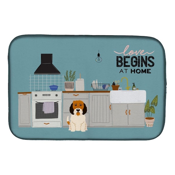 Carolines Treasures 14 x 21 in. Petit Basset Griffon Veenden Kitchen Scene Dish Drying Mat - CK7783DDM