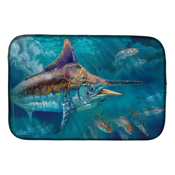 Carolines Treasures Liquid Metal Black Marlin Dish Drying Mat - JMA2005DDM