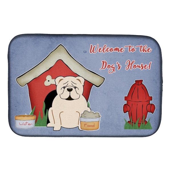 Carolines Treasures Dog House Collection English Bulldog White Dish Drying Mat - BB2877DDM