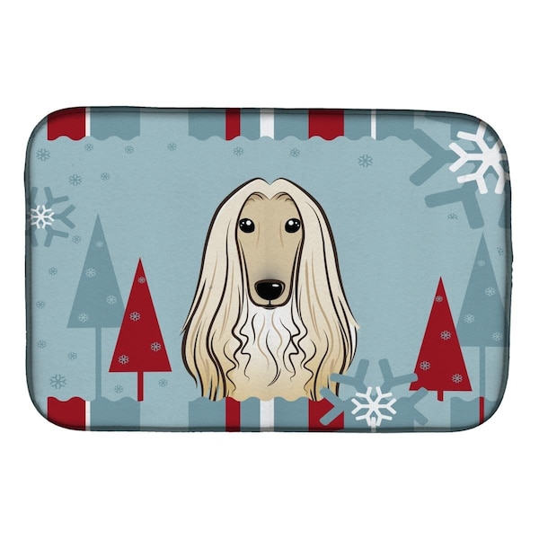 Carolines Treasures Winter Holiday Afghan Hound Dish Drying Mat - BB1740DDM