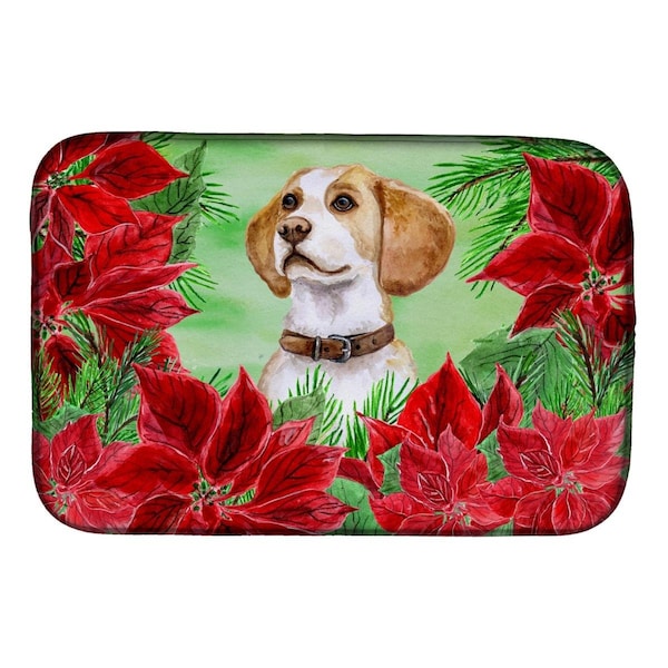 Carolines Treasures Beagle Poinsettas Dish Drying Mat - CK1334DDM