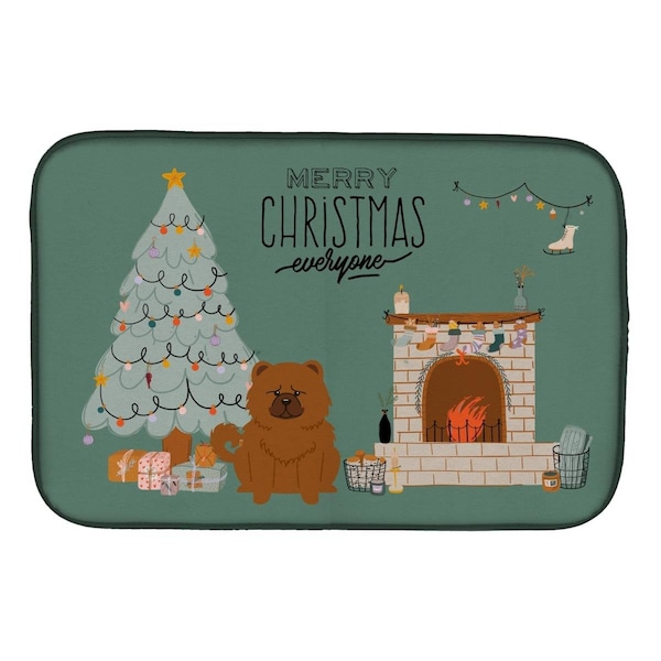 Carolines Treasures 14 x 21 in. Red Chow Chow Christmas Everyone Dish Drying Mat - CK7705DDM