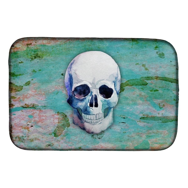 Carolines Treasures Day of the Dead Teal Skull Dish Drying Mat - BB5123DDM