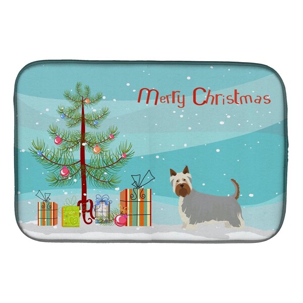 Carolines Treasures Australian Silky Terrier Christmas Tree Dish Drying Mat - CK3443DDM