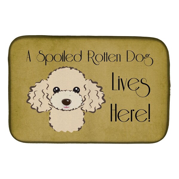 Carolines Treasures Buff Poodle Spoiled Dog Lives Here Dish Drying Mat - BB1506DDM