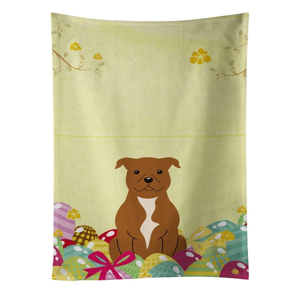 Carolines Treasures Easter Eggs Staffordshire Bull Terrier Brown Kitchen Towel - BB6047KTWL