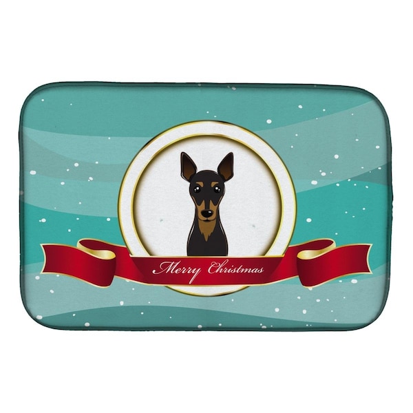 Carolines Treasures Min Pin Merry Christmas Dish Drying Mat - BB1550DDM
