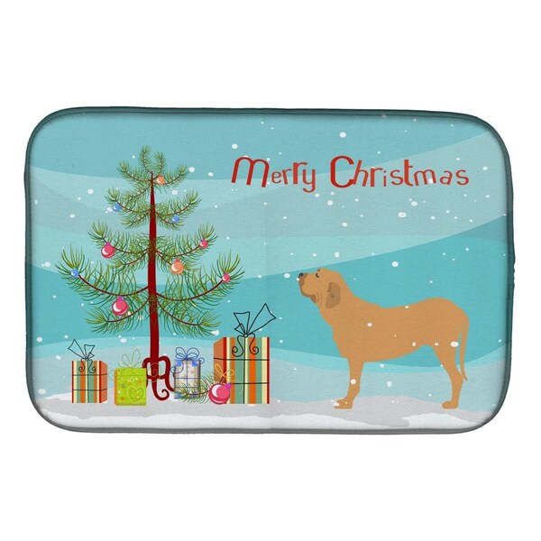 Carolines Treasures Fila Brasileiro Merry Christmas Tree Dish Drying Mat - BB2997DDM