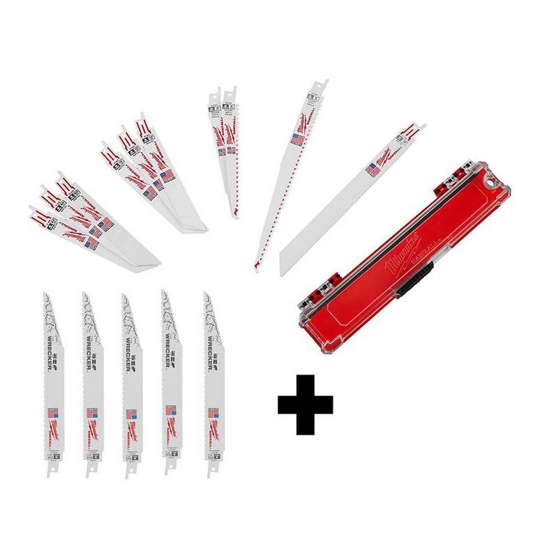 Set de hojas de sierra reciproca bimetálicas para cortar madera y metal para SAWZALL de Milwaukee con hojas de demolición WRECKER (15 piezas) - 49-22-1110-48-00-5706