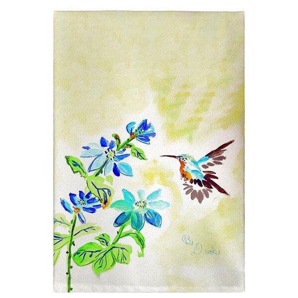 Betsy Drake Betsy Drake GT1009 Aqua Hummingbird Guest Towel - GT1009