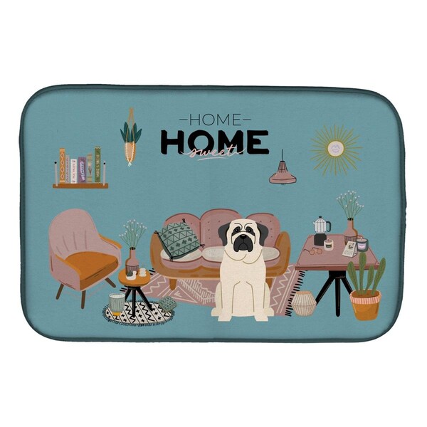 Carolines Treasures 14 x 21 in. White Mastiff Sweet Home Dish Drying Mat - CK7862DDM