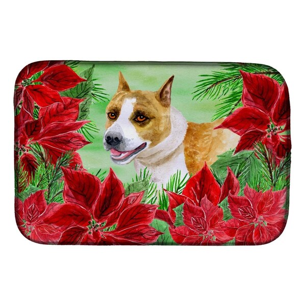 Carolines Treasures American Staffordshire Poinsettas Dish Drying Mat - CK1293DDM