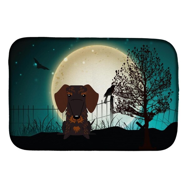 Carolines Treasures Halloween Scary Wire Haired Dachshund Chocolate Dish Drying Mat - BB2319DDM