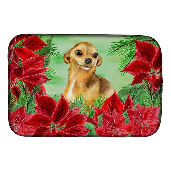 Carolines Treasures Chihuahua Poinsettas Dish Drying Mat - CK1306DDM