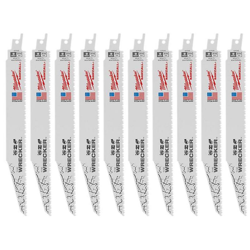 Milwaukee 9 pulgadas Hoja para sierra reciprocante para demolición Wrecker de corte multi-material (paquete de 10) - 48-00-5706-10X