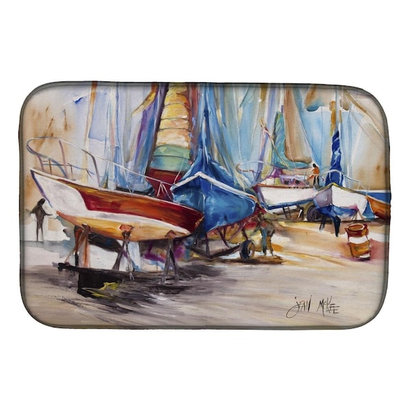 Carolines Treasures On the Hill Sailboats Dish Drying Mat - JMK1066DDM