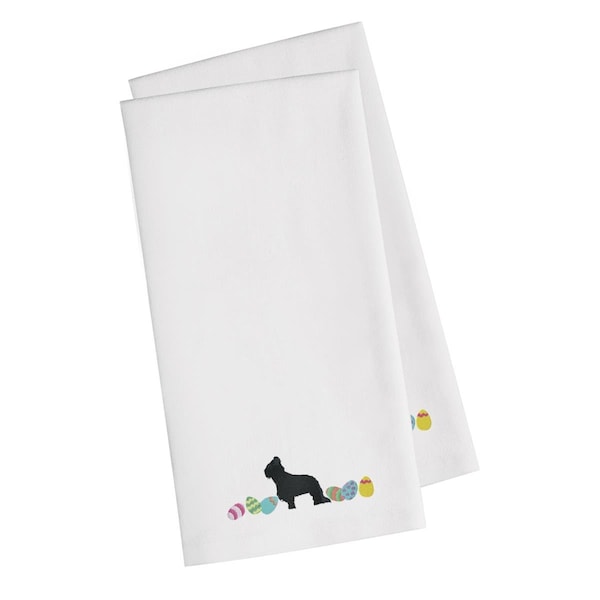 Carolines Treasures Briard Easter White Embroidered Kitchen Towel - CK1616WHTWE