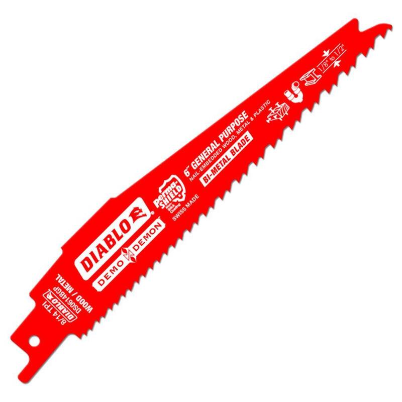 Cuchillas de sierra reciproca bi-metal DIABLO de 6 pulgadas, 8/14 TPI para cortes de uso general - DS0614BGP25