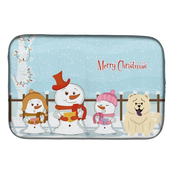 Carolines Treasures Merry Christmas Carolers Chow Chow White Dish Drying Mat - BB2471DDM