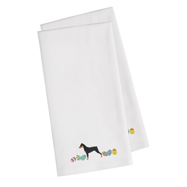 Carolines Treasures German Pinscher Easter White Embroidered Kitchen Towel - CK1643WHTWE
