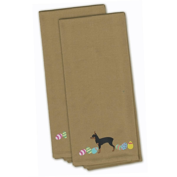 Carolines Treasures Toy Fox Terrier Easter Tan Embroidered Kitchen Towel - CK1690TNTWE