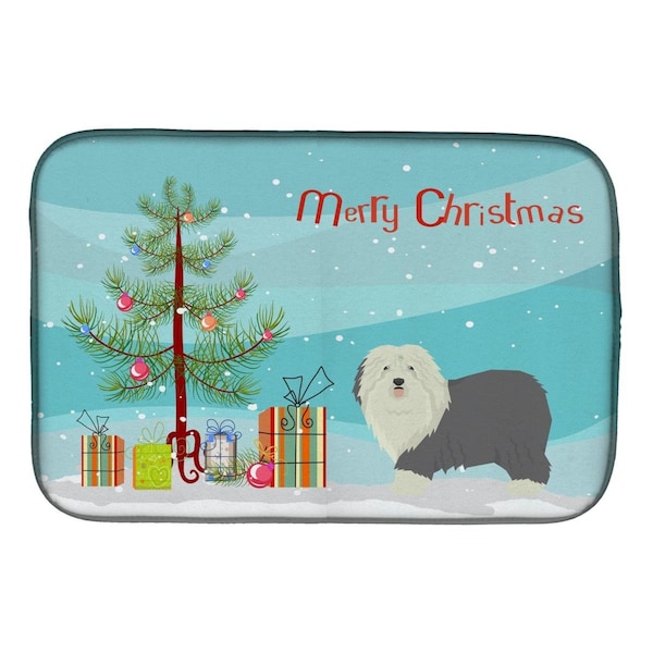 Carolines Treasures Old English Sheepdog Christmas Tree Dish Drying Mat - CK3552DDM