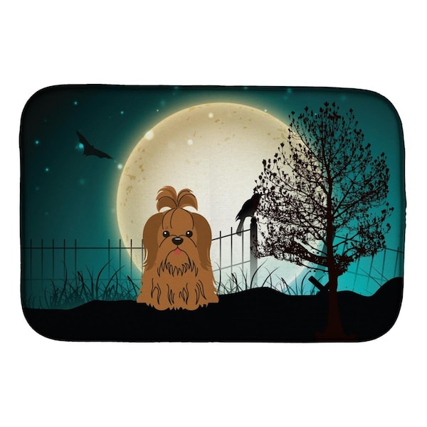 Carolines Treasures Halloween Scary Shih Tzu Chocolate Dish Drying Mat - BB2276DDM