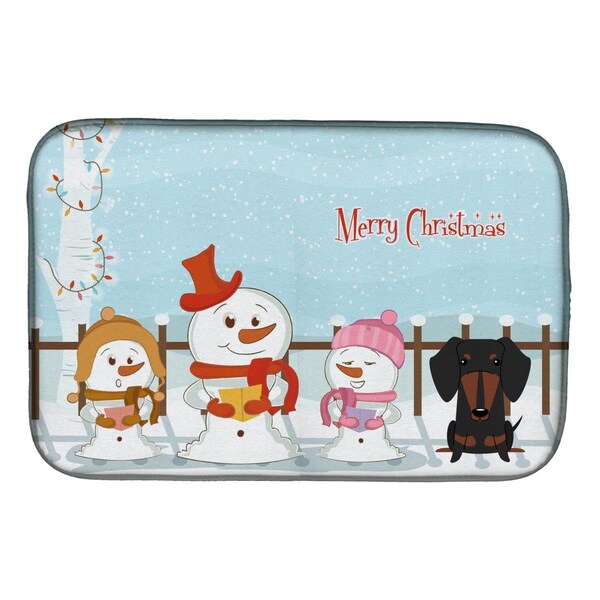 Carolines Treasures Merry Christmas Carolers Dachshund Black Tan Dish Drying Mat - BB2463DDM