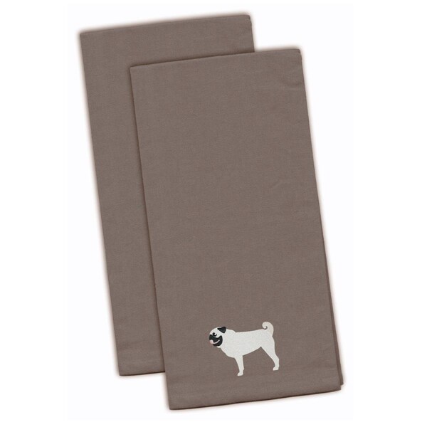 Carolines Treasures Pug Gray Embroidered Kitchen Towel - BB3447GYTWE