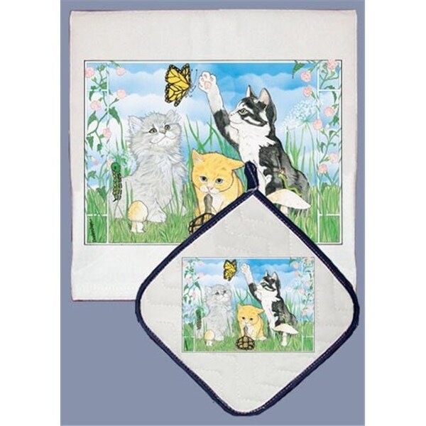 Pipsqueak Productions Pipsqueak Productions DP456 Cat Dish Towel And Pot Holder Set - DP456