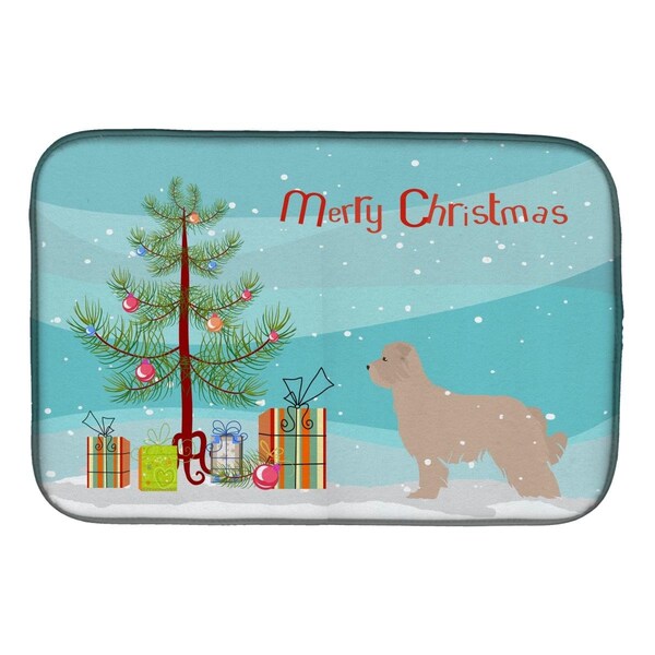 Carolines Treasures Pyrenean Shepherd Dog Merry Christmas Tree Dish Drying Mat - BB2936DDM