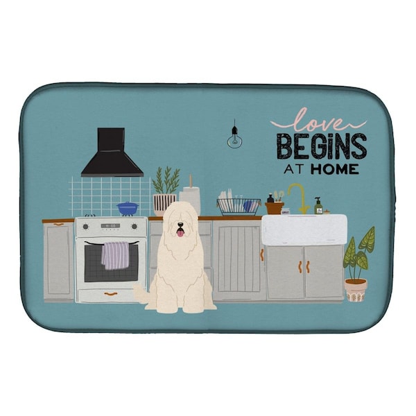 Carolines Treasures 14 x 21 in. South Russian Sheepdog Kitchen Scene Dish Drying Mat - CK7728DDM