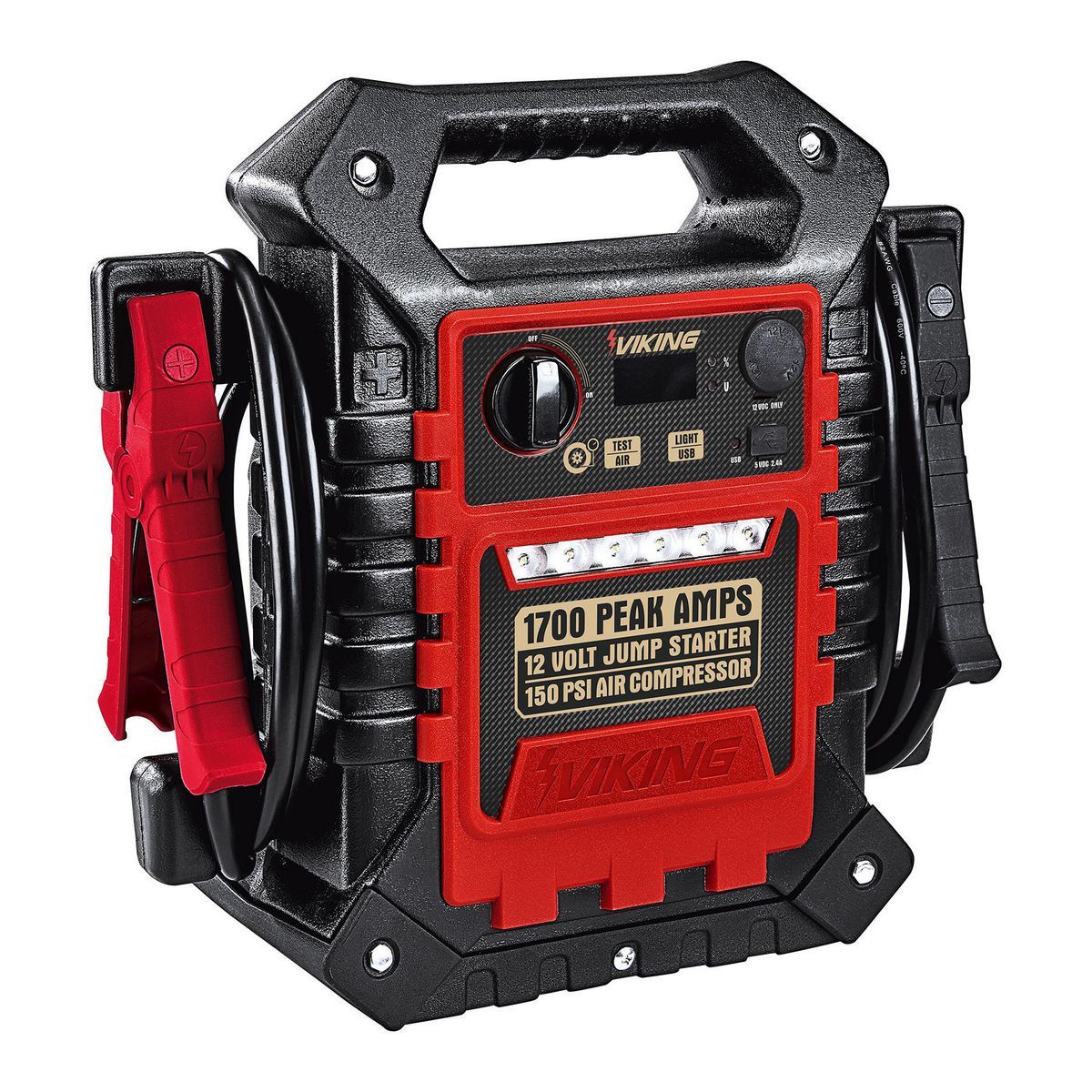 Arrancador de batería portátil Viking de 1700 amperios pico y paquete de energía con compresor de aire de 150 PSI - 57085
