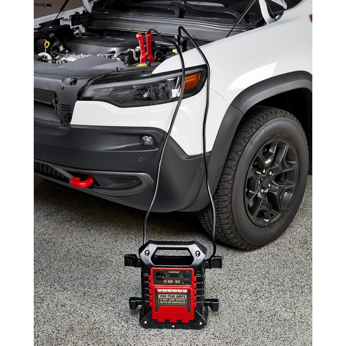 Arrancador de batería portátil Viking de 1700 amperios pico y paquete de energía con compresor de aire de 150 PSI - 57085