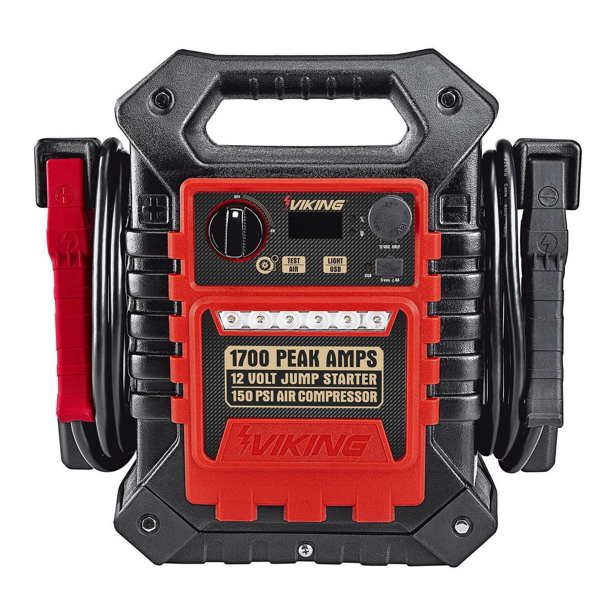 Arrancador de batería portátil Viking de 1700 amperios pico y paquete de energía con compresor de aire de 150 PSI - 57085