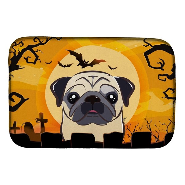 Carolines Treasures Halloween Fawn Pug Dish Drying Mat - BB1820DDM