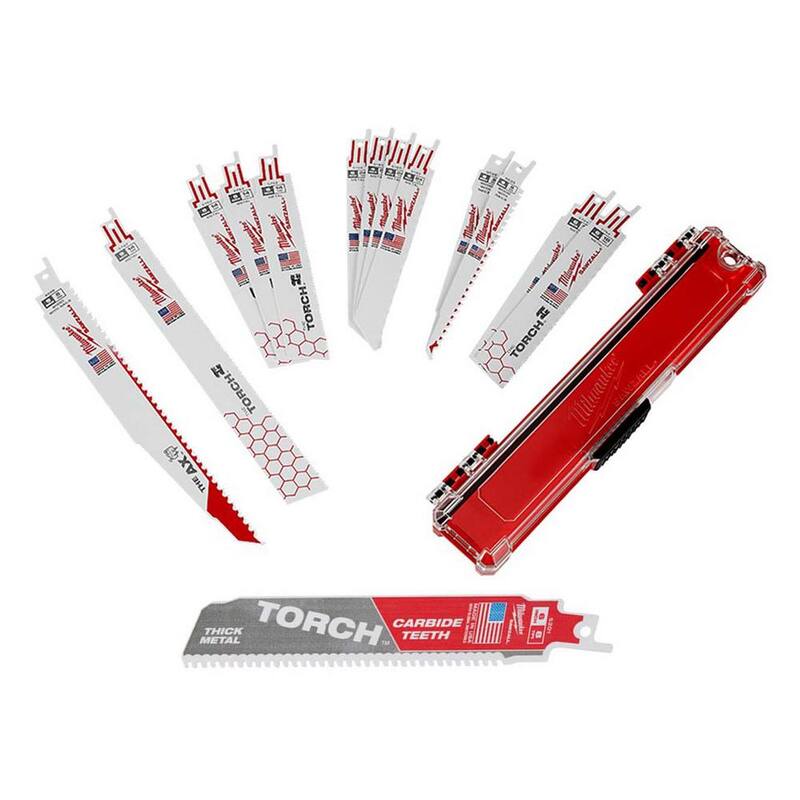 Set de hojas bimetálicas Milwaukee Demo para cortar madera y metal incrustados con clavos y 6 pulgadas de largo, 8 TPI, hoja de sierra recíproca de carburo para cortar metal SAWZALL (14 piezas) - 49-22-1113-48-00-5201