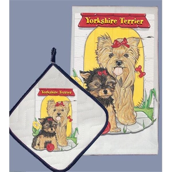 Pipsqueak Productions Pipsqueak Productions DP483 Yorkie Dish Towel And Pot Holder Set - DP483