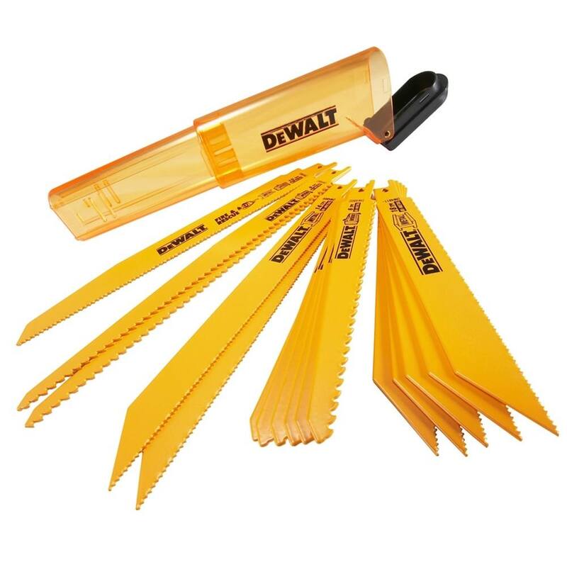 Juego de hojas de sierra reciproca bimetálicas DEWALT con estuche (16 piezas) y juego de hojas de sierra circular FLEXVOLT de 7-1/4 in. 24 dientes (3 piezas) - DW4899WAFV37243