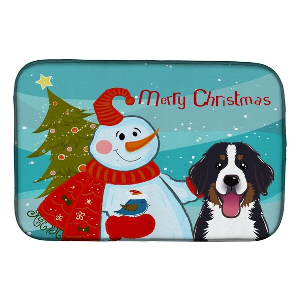 Carolines Treasures Snowman With Bernese Mountain Dog Dish Drying Mat - BB1857DDM
